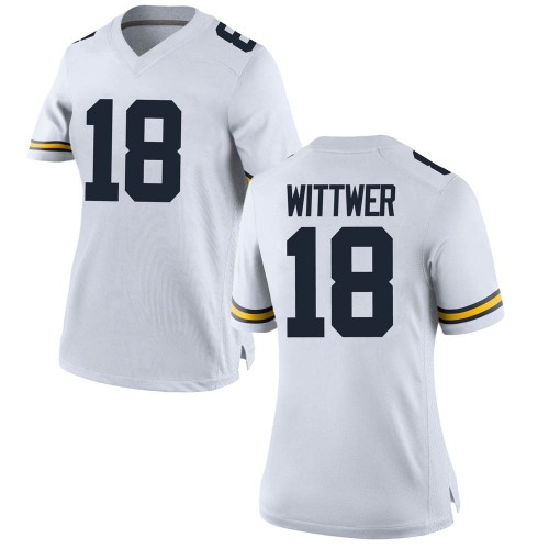 Max Wittwer Michigan Wolverines Women's NCAA #18 White Replica Brand Jordan College Stitched Football Jersey GXQ4354LH